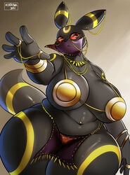 1girls anthro big_breasts black_fur eeveelution furry game_freak nintendo ocaritna pokémon_(species) pokemon pokemon_gsc tagme thick_thighs umbreon