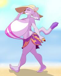 2016 anthro barefoot beach big_breasts bikini blaze_the_cat breasts clothing cloud cornchip21 day domestic_cat feet felid feline felis female fingers hi_res huge_breasts hyper hyper_breasts mammal marauder6272 outside purple_body schwoo seaside sega side_view sky sling_bikini solo sonic_(series) sonic_the_hedgehog_(series) swimwear toes water yellow_eyes