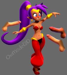 3d clothed dancing disembodied_penis floating_dicks flustered onmodel3d partial_male self_upload shantae shantae_(character) shocked_expression smooth_skin wayforward