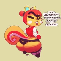 1girls animal_crossing anthro ass_cleavage big_ass bottom_heavy bubble_butt buckteeth butt_crack female fur furry hazel_(animal_crossing) large_ass nintendo shortstack sixsidesofmyhead solo tail text tongue unibrow wink