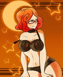 black_lingerie danganronpa danganronpa_another fanganronpa female glasses lingerie mekaru_rei orange_hair sdra2 straight_hair super_danganronpa_another_2 vvao_xxx yellow_eyes