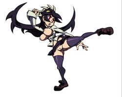 1girls breasts edit female filia_(skullgirls) jomokin nipples official_art pussy samson_(skullgirls) skullgirls thick_eyebrows thick_thighs