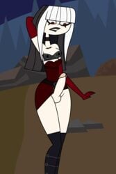 breasts crimson_(tdi) futa_only futanari goth grey_hair lips lipstick makeup nipples nude penis small_breasts solo the_ridonculous_race tjlive5 total_drama_island white_hair white_skin