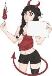 black_hair demon demon_girl demon_horns demon_tail demoness kineris_(artist) kineris_(character) pointy_ears red_eyes transparent_background