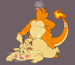 2021 absurd_res all_fours anthro anthro_on_anthro anthro_penetrated anthro_penetrating anthro_penetrating_anthro ass big_butt charmander closed_eyes digital_media_(artwork) doggy_style duo electricity ero_(character) eroborus fan_character fire flaming_tail from_behind_position hadou hair hi_res male male/male male_penetrated male_penetrating male_penetrating_male nintendo nude obese open_mouth orange_body orgasm_face overweight overweight_male penetration penile penile_penetration pikachu pokémon_(species) pokemon sex simple_background tail_grab tongue tongue_out video_games yellow_body