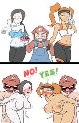 2girls abott95 doggy_style double_cherry female instant_loss_2koma male mario mario_(series) multiple_girls nintendo rape ring_fit_adventure ring_fit_trainee_(female) stretching super_mario_3d_world super_smash_bros. tagme towel wii_fit wii_fit_trainer