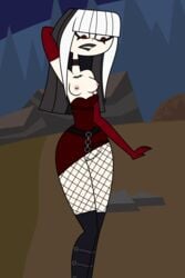 breasts crimson_(tdi) female female_only goth grey_hair lips lipstick makeup nipples small_breasts solo the_ridonculous_race tjlive5 total_drama_island white_hair white_skin