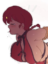 arm_grab big_breasts blush braided_hair breasts busty chinese_clothes clothed_sex clothing from_behind from_behind_position implied_sex large_breasts mage_(harumagedon) moaning plump ranma-chan ranma_1/2 ranma_saotome red_hair rule_63 saliva sex sweat voluptuous