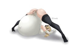 1girls amniotic_fluid backpussy birth birthing clone66 crowning female female_only hyper_belly hyper_pregnancy jack-o_pose nier nier:_automata pregnant pussy ready_to_pop solo spread_legs square_enix tagme white_background yorha_commander