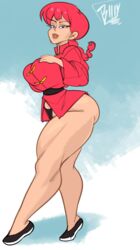 bare_legs big_ass billy_rx billyrx_(artist) blue_eyes braided_hair busty chinese_clothes female flats large_ass looking_at_viewer muscular_female muscular_legs panties partially_clothed plump ranma-chan ranma_1/2 ranma_saotome red_hair round_ass rule_63 solo thick thick_ass thick_thighs voluptuous wide_hips