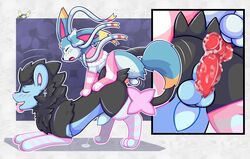 anal anal_sex arkoh ass balls bodily_fluids cum cum_inside duo eeveelution feral genital_fluids genitals hi_res knot luxray male male/male male_only nintendo penetration penis pokémon_(species) pokemon pokemon_(species) pull_out size_difference small_dom_big_sub sylveon video_games