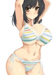 1girls 2021 asuka_(senran_kagura) big_breasts blonde_hair bra breasts eyebrows eyebrows_visible_through_hair female female_focus female_only horizontal-striped_bra horizontal-striped_panties horizontal_stripes kumako_(kumakonoh) lingerie looking_at_viewer panties picot_trim picot_trim_bra picot_trim_panties senran_kagura simple_background solo solo_female solo_focus striped_bra striped_panties striped_underwear underwear white_background