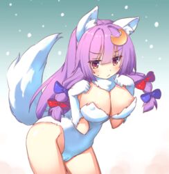 alternate_costume animal_ears animal_tail areola_slip betei big_breasts cameltoe patchouli_knowledge tagme touhou