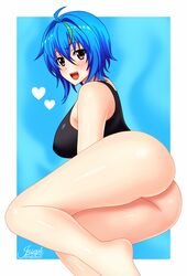 1girls ass black_tank_top blue_hair blush breasts female female_focus female_only green_hair heart high_school_dxd joseph_cereceda legs looking_back_at_viewer short_blue_hair short_hair short_two_tone_hair smile smiling_at_viewer solo_female tank_top thighs two_tone_hair xenovia_quarta