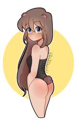 bear_ears bear_tail blue_eyes brown_hair corset fhs fhsz3r0 fnafhs fnafhs_z3ro freddy_(fnafhs) lingerie rule_63 rule_63 sigfrid_(fnafhs)