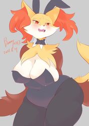 big_breasts blush bunnysuit chubby delphox female furry looking_at_viewer pokémon_(species) pokemon tagme thick_thighs ukenya