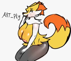 anthro anthrofied artply big_breasts braixen breasts female hi_res looking_at_viewer nintendo nipples pokémon_(species) pokemon pokemon_(species) pokemorph solo thick_thighs video_games