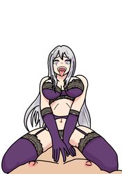 ahe_gao cowgirl_position dir_arts fhs fhsz3r0 fnafhs fnafhs_z3ro lingerie mai_(fnafhs) male_nipples violet_eyes white_hair