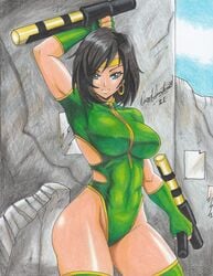 1girls 2021 bare_thighs big_breasts black_hair black_orchid blue_eyes killer_instinct looking_at_viewer orchid_(killer_instinct) pencil_(artwork) ravern_clouk solo solo_female thick thick_thighs thighs tight_clothing