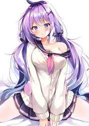 1girls adult aged_up azur_lane big_breasts blue_eyes blue_hair blush breasts heart-shaped_pupils neno_vi nenobi_(nenorium) purple_eyes purple_hair school_uniform schoolgirl short_skirt thick_thighs thighs twintails unicorn_(azur_lane)