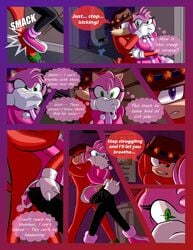 2019 absurd_res amy_rose anthro breech_loader clothed clothing comic detailed_background duo echidna english_text eulipotyphlan female forced forced_exposure forced_undressing fur green_eyes handwear hedgehog hi_res knuckles_the_echidna male mammal monotreme purple_eyes rape sega sonic_(series) text toso undressing undressing_another video_games violence virgin