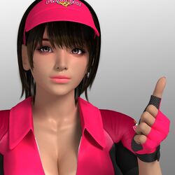 1girls 3d big_breasts breasts brown_eyes brown_hair cheeky china_miyamoto cleavage delivery delivery_employee delivery_girl earpiece female female_only motorcycle_suit pink_lips pizza pizza_rat pizza_takeout_obscenity_ii short_hair thumbs_up topwear umemaro umemaro_3d