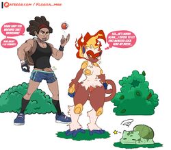 1boy 1girls ass breasts bulbasaur creatures_(company) cross_section dark_skin feet florida_man game_freak highres huge_ass infernape interspecies large_breasts large_penis muscular nintendo nude nude_female penis pokémon_(species) pokemon pokemon_(species) pokephilia pussy self_upload stolen_art tail thick_thighs thighs traced traced_art white_background wide_hips