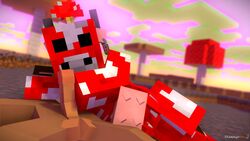 3d black_eyes bovine flamingono handjob horn horns matilda_(flamingono) mine-imator minecraft mooshroom mooshroom_(minecraft) penis tagme udders