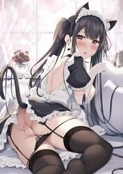 animal_ears ass detexted maid melonbooks nekomimi nipples no_bra pantsu panty_pull photoshop pussy pussy_juice see_through skirt_lift stockings tail thighhighs tomoo uncensored