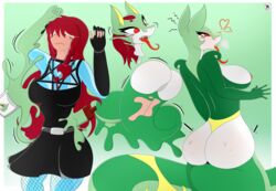 ass_expansion assimilation breast_expansion corruption female furry goo_transformation human_to_anthro large_ass large_breasts pokemon serperior skyspeardw species_transformation transformation