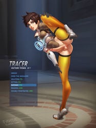 1futa balls big_penis bottomless breasts brown_hair clothed clothing edit english_text erection full-package_futanari futa_only futanari fxnative gameplay_mechanics gui human intersex leg_up light-skinned_futanari light_skin overwatch pale_skin partially_clothed penis pussy short_hair solo spread_legs standing standing_on_one_leg testicles text thighhighs tracer