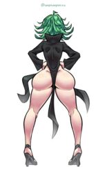 1girls ass back_view big_ass big_butt female female_only finn615 fit_female green_hair high_heels legs long_legs no_panties one-punch_man short_hair smaller_female solo tatsumaki turned_away