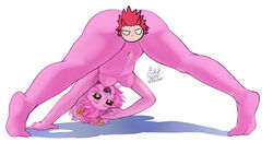 1girls 2021 ass_up bare_legs black_sclera blackhaiper breasts eijirou_kirishima female female_focus female_only happy head_down_ass_up horns jack-o_pose legs_apart mina_ashido my_hero_academia naem nude pink_hair pink_skin short_hair underboob