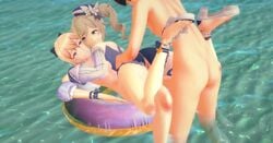 1boy 2girls 3d alternate_costume animated barbara_(genshin_impact) barbara_(summertime_sparkle)_(genshin_impact) cum cum_in_pussy cum_inside genshin_impact group_sex hentaitama high_heel_sandals inner_tube jean_gunnhildr jean_gunnhildr_(sea_breeze_dandelion) large_ass light-skinned_female light-skinned_male light_skin nun ocean ponytail pussy sandals sex sound summer swimsuit twintails uncensored vaginal_penetration video