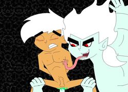 2boys arms_behind_back boy_rape cartoony clenched_teeth closed_eyes danny_fenton danny_phantom dark_danny erection forced_yaoi gay gritted_teeth holding_legs long_tongue male malesub monster_boy naked nude penis questionable_anatomy rape red_eyes spread_legs trembling white_hair yaoi