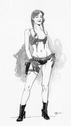 2007 female female_only human lara_croft lara_croft_(classic) louis_paradis monochrome solo tagme tomb_raider