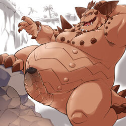 dragon fat magnus_(spyro) male_only nude othukimi penis scalie simple_background solo spyro_the_dragon