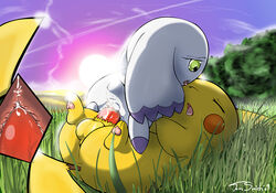 crossover culumon digimon digimon_(species) digimon_tamers nintendo no_humans pikachu pokemon