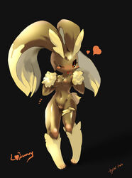 animal_ear blush breasts bunny_ear extvia furry heart lopunny nintendo pokemon pokemon_(species) pussy smile tail wink