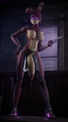 3d animatronic anthro areolae bad_trigger_discipline big_breasts breasts casual doctorpurple2000 firearm five_nights_at_freddy's furry futa_only futanari gun handgun huge_cock humanoid isabel_(doctorartemis) nipples penis penis_to_the_knees precum revolver smoking_gun solo source_request standing tagme weapon