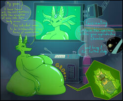 2021 alien alien_girl anthro ass bbw big_ass big_belly big_breasts big_butt breasts butt dialogue digestion digestion_noises digital_media_(artwork) english_text fat female female_pred green_body green_skin hi_res huge_ass huge_belly huge_breasts huge_butt humanoid internal internal_view larger_female larger_pred male male_prey obese obese_female overweight overweight_female rumbling_stomach scaliecrocs size_difference smaller_male smaller_prey stomach stomach_noises tentacle text thick_thighs vore weight_gain