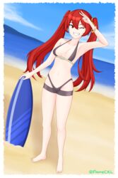 1girls fire_emblem fire_emblem_awakening flameckl red_hair severa_(fire_emblem) solo swimsuit twintails