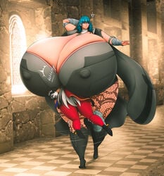 2girls ? between_breasts big_breasts blue_eyes blue_hair boob_window breast_smother breasts breasts_bigger_than_body breasts_bigger_than_head byleth_(fire_emblem) byleth_(fire_emblem)_(female) cleavage clothed clothing confusion covered_nipples curvy edelgard_von_hresvelg english_text enormous_breasts erect_nipples female female_only fire_emblem fire_emblem:_three_houses garreg_mach_monastery_uniform giant_breasts giantess gigantic_breasts high_heel_boots high_heels huge_breasts huge_thighs hyper hyper_breasts larger_female leggings legs massive_breasts motion_lines nintendo nipple_bulge nipples_visible_through_clothing no_bra no_watermark obese_female size_difference smaller_female smothering someshittysketches stuck text thick_thighs voluptuous white_hair wide_hips