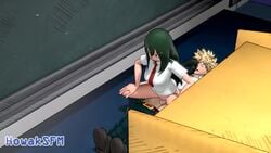 1boy 1boy1girl 1girls 3d animated asian female female_on_top frog_girl froppy girl_on_top green_hair howak katsuki_bakugou large_penis long_hair male mp4 my_hero_academia on_ground pants_pulled_down penetration reverse_cowgirl_position riding_penis school_uniform sex sound spiky_hair squatting straight tsuyu_asui u.a._school_uniform video voice_acted