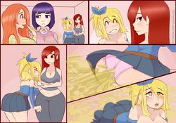 4girls ass_in_dress big_ass big_breasts big_butt bleach blonde_hair blue_eyes blush carafalsa cleavage clothed erza_scarlet excessive_fart fairy_tail fart fart_cloud fart_everywhere fart_fetish farting farting_contest hinata_hyuuga inoue_orihime lucy_heartfilia multiple_girls naruto open_mouth orange_eyes orange_hair panties pink_panties purple_eyes purple_hair red_eyes red_hair skirt