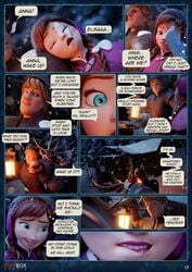 1boy 1girls 3d anna_(frozen) biting_lip carriage comic disney dreaming english_text expecting female fireboxstudio frozen_(film) hut kristoff_(frozen) male outdoors page_13 shack snow sven_(frozen) text_bubble waking_up