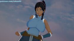 1girls 3d avatar_legends big_breasts black_hair blue_eyes clothing curvaceous curvy dark-skinned_female female female_only hand_on_hip huge_breasts koikatsu korra large_breasts looking_at_viewer open_mouth patreon ponytail seductive_smile sidelocks sky smooth_skin solo standing takeo92 text the_avatar the_legend_of_korra tight_clothing water_tribe wide_hips