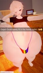 1boy 3d amber_eyes ass bare_thighs barefoot bedroom_eyes bedroom_setting big_ass blonde_hair bottom_heavy bottom_heavy_femboy bottom_heavy_male caption colossal_ass daidaikon enormous_ass fat_ass fat_thighs femboy gay huge_ass huge_thighs looking_at_viewer male male_focus male_only mirror mirror_reflection original_character penis presenting_hindquarters rainbow_clothing reflection selfie short_hair snapchat sonivvnsfw stomach tagme teapot_(body_type) thick_thighs thong tyler_(sonivvnsfw) voluptuous_femboy wide_hips