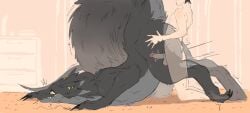 absurd_res ass bodily_fluids brown_body brown_fur butt_grab carpet claws doggy_style dragon drooling duo feathered_dragon feathered_scalie feathers female female/female female_on_human female_penetrated feral feral_penetrated fluffy fluffy_tail from_behind_position fur furniture gabe_(khalyum) hand_on_butt hi_res human human_on_feral human_penetrating human_penetrating_female human_penetrating_feral humanoid interspecies karimu_(khalyum) khalyum larger_female leg_grab male male/female male_on_feral male_penetrating male_penetrating_female male_penetrating_feral mammal markings mythological_creature mythological_scalie mythology nude penetration saliva scalie sex size_difference submissive submissive_female tail thigh_grab yellow_eyes yellow_markings zoophilia