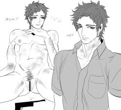 aged_up body_hair cuntboy cuntboy_only embarrassed eriurias73 fear_and_hunger fear_and_hunger:_termina genderswap genderswap_(mti) intersex levi_(fear_and_hunger) long_sideburns looking_away monochrome mti_crossgender muscular muscular_cuntboy nude pubic_hair pussy rule_63 scars shy sideburns solo